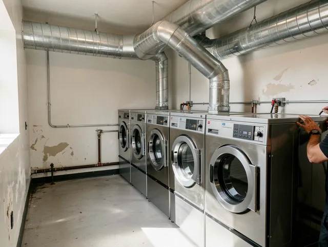 Suffield Dryer Vent Cleaning team performing large-scale commercial dryer vent cleaning in Suffield