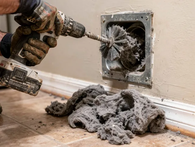 Certified Suffield Dryer Vent Cleaning technician performing dryer vent cleaning in Suffield