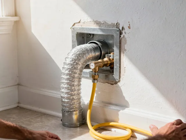 Suffield Dryer Vent Cleaning certified technician performing specialized gas dryer vent cleaning in Suffield